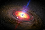 A supermassive black holen like the one in this artist's rendition resides at the heart of our galaxy. Image of A supermassive black holen like the one in this artist's rendition resides at the heart of our galaxy.