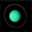 A NASA image of Uranus with the rings highlighted for visibility. Image of A NASA image of Uranus with the rings highlighted for visibility.