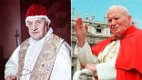 Pope John XXIII and Pope John Paul II will be canonized on April 27, 2014 by popes Benedict and Francis. Image of Pope John XXIII and Pope John Paul II will be canonized on April 27, 2014 by popes Benedict and Francis.