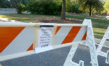 A NPS barricade at Mount Vernon. Image of A NPS barricade at Mount Vernon.