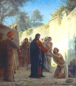 Jesus casts out the demons. Image of Jesus casts out the demons.