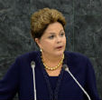 Brazilian President, Dilma Rousseff, speaking before the UN to condemn US spying. Image of Brazilian President, Dilma Rousseff, speaking before the UN to condemn US spying.