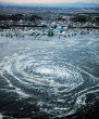 An eerie whirlpool was created of the Japanese coast by the 2011 tsunami. Image of An eerie whirlpool was created of the Japanese coast by the 2011 tsunami.