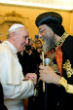 Pope Tawadros II and Pope Francis meet to discuss the persecution of Christians in the Middle East. Image of Pope Tawadros II and Pope Francis meet to discuss the persecution of Christians in the Middle East.