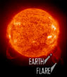 Solar flares are much bigger than Earth, but they pose little danger thanks to our magnetic field. Image of Solar flares are much bigger than Earth, but they pose little danger thanks to our magnetic field.