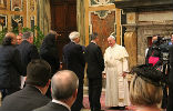 Pope Francis meets with representatives from the Dignitatis Humanae Institute. Image of Pope Francis meets with representatives from the Dignitatis Humanae Institute.