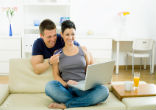 Couple Shopping Online Image of Couple Shopping Online