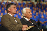 Franklin Graham (left) and his father, Billy Graham (right). Image of Franklin Graham (left) and his father, Billy Graham (right).