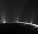 Jets of water, rich in organic molecules spew over the icy surface of Enceladus. Image of Jets of water, rich in organic molecules spew over the icy surface of Enceladus.