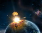 Earth was struck several times by massive asteroids billions of years ago. Image of Earth was struck several times by massive asteroids billions of years ago.