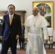Pope Francis addressed UN Secretary General Ban Kai Moon at the Vatican today. Image of Pope Francis addressed UN Secretary General Ban Kai Moon at the Vatican today.