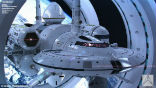 A ship capable of traveling faster than light has been conceptualized and mocked-up by scientists in this graphic. Image of A ship capable of traveling faster than light has been conceptualized and mocked-up by scientists in this graphic.