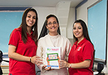 Michelle of CTG, Sister Susana, principal of OLGS, and Lucia of CTG. Image of Michelle of CTG, Sister Susana, principal of OLGS, and Lucia of CTG.