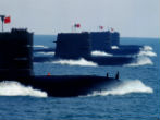 Chinese submarines on an exercise, demonstrating the power of the Chinese Navy. Image of Chinese submarines on an exercise, demonstrating the power of the Chinese Navy.
