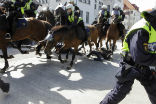 Swedish protestors were run over by police on horseback during political protests earlier in the year. Image of Swedish protestors were run over by police on horseback during political protests earlier in the year.