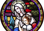 Blessed Virgin Mary and Beloved Son of God, stained glass window. Image of Blessed Virgin Mary and Beloved Son of God, stained glass window.