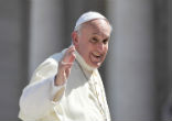 Pope Francis boarding airline. Image of Pope Francis boarding airline.