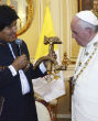 Pope Francis appeared stunned by the strange gift. Image of Pope Francis appeared stunned by the strange gift.
