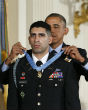 United States military Captain Florent Groberg received the military's highest honor by President Barack Obama. (Pablo Martinez Monsivais). Image of United States military Captain Florent Groberg received the military's highest honor by President Barack Obama. (Pablo Martinez Monsivais).