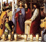 The wedding at Cana in Galilee, where the first miracle, a sign of the Kingdom, was worked by Jesus, in response to the request of Mary, His mother. Image of The wedding at Cana in Galilee, where the first miracle, a sign of the Kingdom, was worked by Jesus, in response to the request of Mary, His mother.