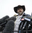Ammon Bundy at a news conference during the armed sit-in staged by his supporters. Image of Ammon Bundy at a news conference during the armed sit-in staged by his supporters.