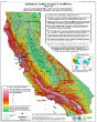 A map showing earthquake shake potential in California. Image of A map showing earthquake shake potential in California.