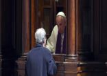 Pope Francis receiving Confession Image of Pope Francis receiving Confession