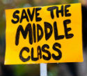 The middle class is shrinking because their pay has declined while costs increase. Image of The middle class is shrinking because their pay has declined while costs increase.