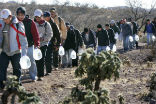 Illegal immigrants cross the border with little risk of repercussion. Image of Illegal immigrants cross the border with little risk of repercussion.