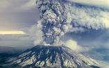 First the Kalama River runs white, then Mt. St. Helens erupts. Image of First the Kalama River runs white, then Mt. St. Helens erupts.