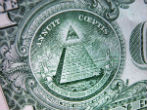 The dollar bill is rumored to contain Illuminati symbols such as the pyramid. Image of The dollar bill is rumored to contain Illuminati symbols such as the pyramid.