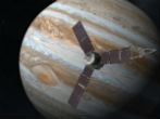 The Juno spacecraft will study the mysterious, giant planet for the next year. Image of The Juno spacecraft will study the mysterious, giant planet for the next year.
