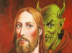 Ancient tablet call for Christ and Antichrist. Image of Ancient tablet call for Christ and Antichrist.