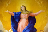 The Virgin Mary was assumed into Heaven, body and soul, at the end of her earthly life. Image of The Virgin Mary was assumed into Heaven, body and soul, at the end of her earthly life.
