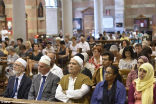 Muslims gather at the cathedral where Fr. Jacquel Hamel was killed. Their presence is intended as a sign of unity against militant Islam. Image of Muslims gather at the cathedral where Fr. Jacquel Hamel was killed. Their presence is intended as a sign of unity against militant Islam.