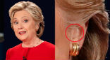 Was Hillary Clinton still using a hearing device or something else during the debate? Image of Was Hillary Clinton still using a hearing device or something else during the debate?