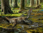 'Tongtianlong limosus' was stuck in the mud, 66 million years ago. Sadly, the creature was unable to free itself and died a miserable death. Image of 'Tongtianlong limosus' was stuck in the mud, 66 million years ago. Sadly, the creature was unable to free itself and died a miserable death.