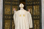 Pope Francis opening the door at the start of the Jubilee Year of Mercy. Image of Pope Francis opening the door at the start of the Jubilee Year of Mercy.