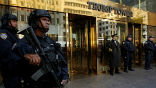 Security is tight around Trump's headquarters. The security arrived following his election as the next president. Image of Security is tight around Trump's headquarters. The security arrived following his election as the next president.