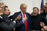 Christian leaders pray for Donald Trump during his campaign. Image of Christian leaders pray for Donald Trump during his campaign.