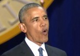 Barack Obama made his farewell address in Chicago. Image of Barack Obama made his farewell address in Chicago.