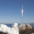 Space X launches a rocket from Vandenburg AFB in California. Image of Space X launches a rocket from Vandenburg AFB in California.