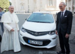 Pope Francis with his new car. The car is part of the plan to make the Vatican the first carbon neutral state. Image of Pope Francis with his new car. The car is part of the plan to make the Vatican the first carbon neutral state.