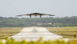 A B-2 Spirit bomber takers off from Guam. One of the unmistakable signs that conflict is imminent will be the mass departure of these bombers from their home base in Missouri. Image of A B-2 Spirit bomber takers off from Guam. One of the unmistakable signs that conflict is imminent will be the mass departure of these bombers from their home base in Missouri.