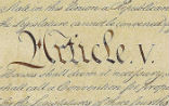 Article V of the Constitution allows states to amend the Constitution without interference from Congress or the president. Image of Article V of the Constitution allows states to amend the Constitution without interference from Congress or the president.
