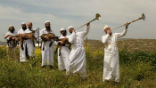 Kohanim preapre for the Passover sacrifice. Image of Kohanim preapre for the Passover sacrifice.