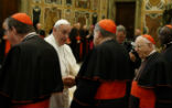 Pope Francis speaks to Cardinal Burke at the Vatican. Image of Pope Francis speaks to Cardinal Burke at the Vatican.
