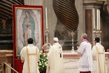 Pope Francis has asked the intercession of Our Lady of Guadalupe. Image of Pope Francis has asked the intercession of Our Lady of Guadalupe.