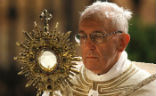 Pope Francis spoke about Jesus' commandment to love God, and explained that we find the grace to love through the Eucharist. Image of Pope Francis spoke about Jesus' commandment to love God, and explained that we find the grace to love through the Eucharist.