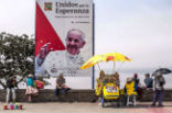 Pope Francis has finished his visit to Peru and is headed home. Image of Pope Francis has finished his visit to Peru and is headed home.